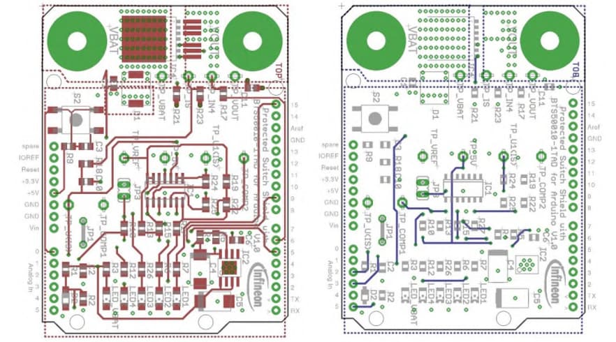 位置电路 - Infineon Technologies SHIELDBTS500101T Arduino高侧开关扩展板