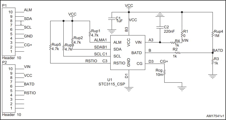 原理图 - STMicroelectronics STEVAL-ISB014V2电池监视器（带警报输出）