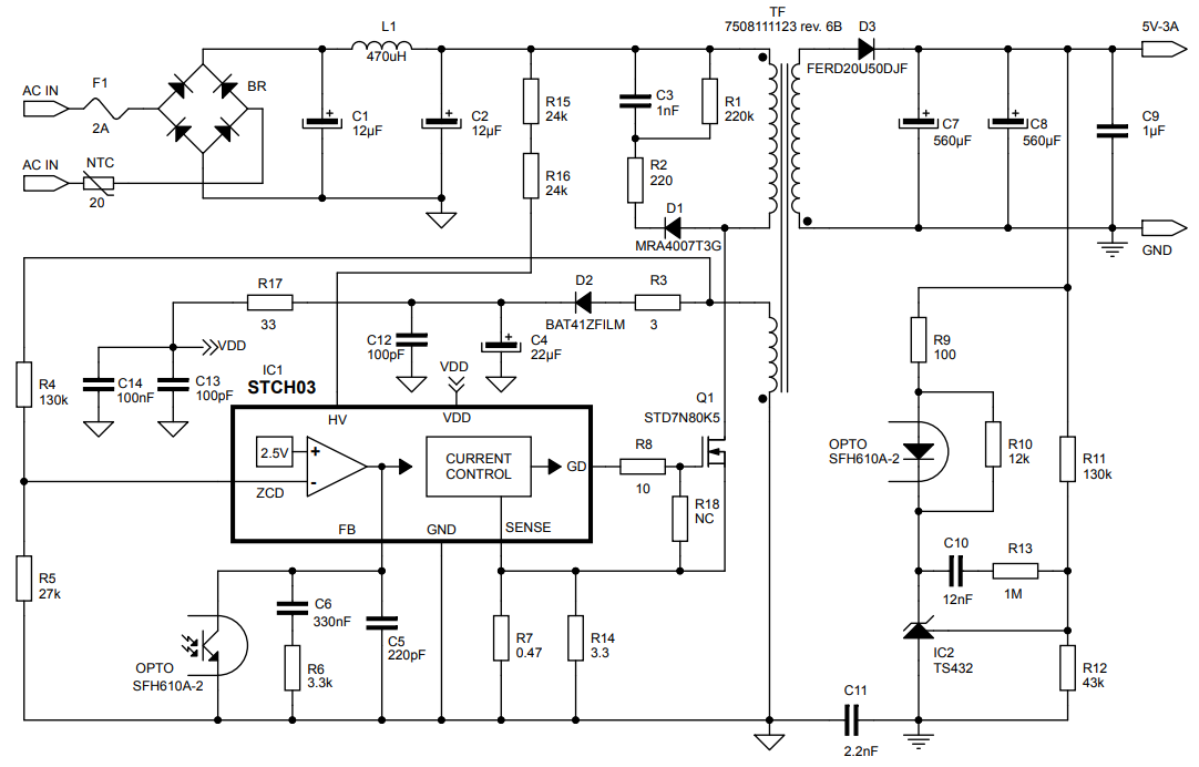 原理图 - STMicroelectronics STEVAL-SMACH15V1 USB适配器评估板