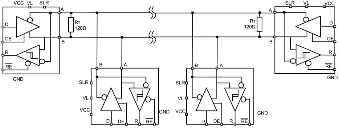 应用电路图 - STMicroelectronics STR485 RS-485线路收发器