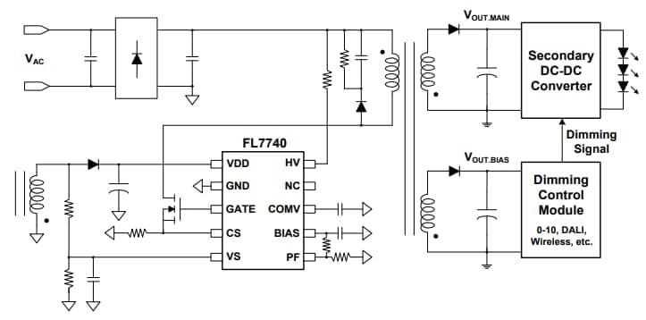 应用电路图 - onsemi FL7740 PWM控制器