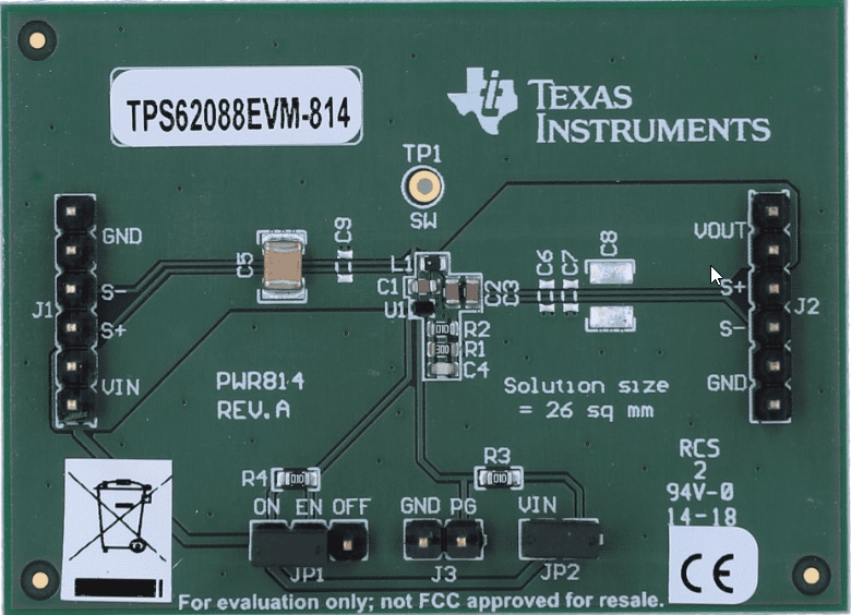 机械图纸 - Texas Instruments TPS62088EVM-814转换器评估模块 (EVM)