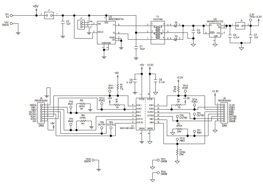 原理图 - Analog Devices / Maxim Integrated MAX14851评估套件
