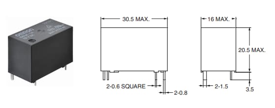 机械图纸 - Omron Electronics G6QE微型功率继电器