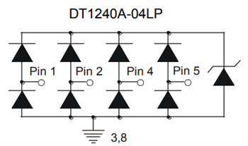 原理图 - Diodes Incorporated DT1240A TVS二极管阵列