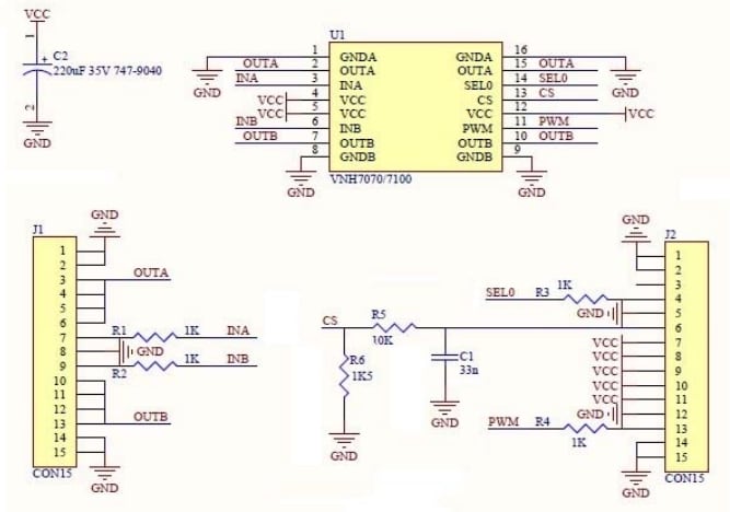 原理图 - STMicroelectronics VNH7070BAS评估板