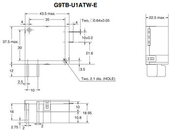 机械图纸 - Omron Electronics G9TB交流功率锁存继电器