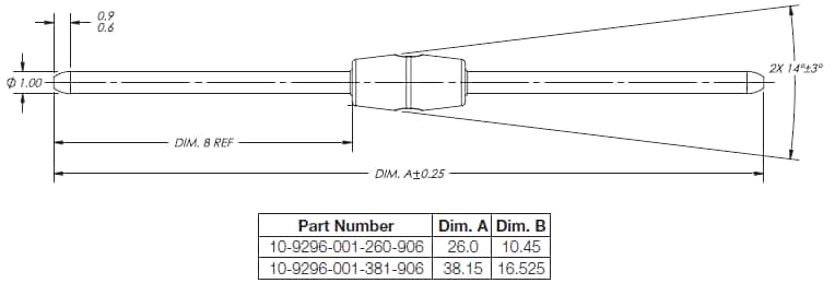机械图纸 - KYOCERA AVX STRIPT™ 10-9296跳线和2.5mm Poke-Home触点