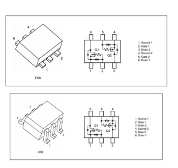 原理图 - Toshiba SSM6x N沟道和P沟道 MOSFET