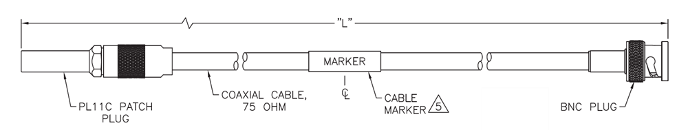 机械图纸 - Trompeter / Cinch Connectivity Solutions Mini-WECo转BNC跳接电缆