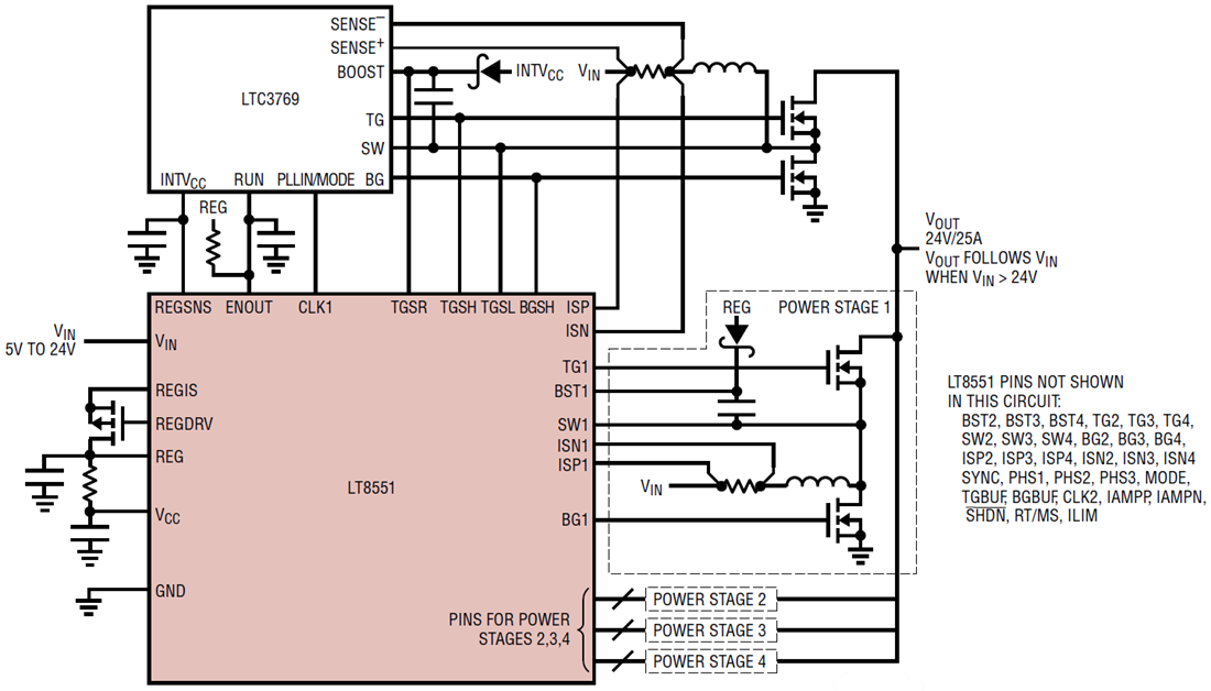 应用电路图 - Analog Devices Inc. LT8551多相扩展器