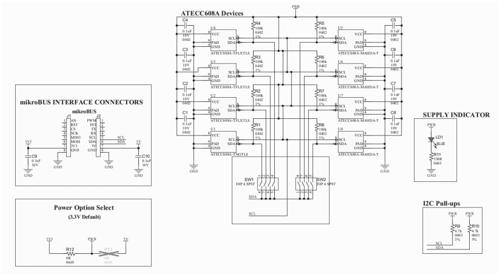 原理图 - Microchip Technology ATECC608A DT100104 Trust开发板