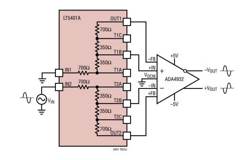 应用电路图 - Analog Devices Inc. LT5401匹配电阻器网络