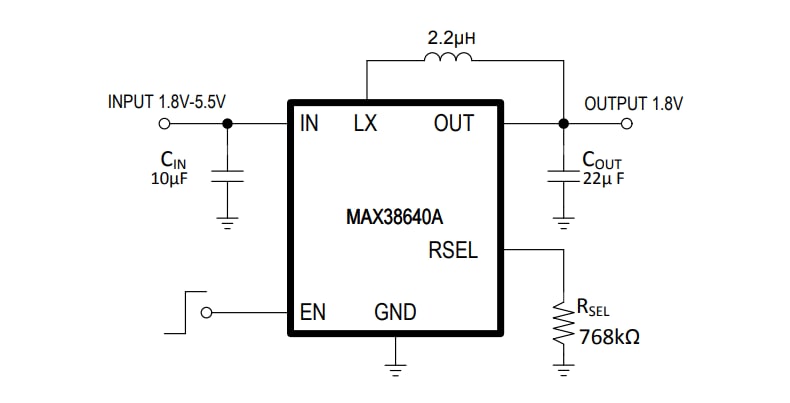 应用电路图 - Analog Devices / Maxim Integrated MAX3864xA/B降压转换器