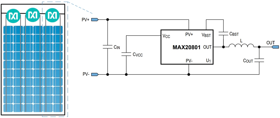 应用电路图 - Analog Devices / Maxim Integrated MAX20800/MAX20801电池串级优化器