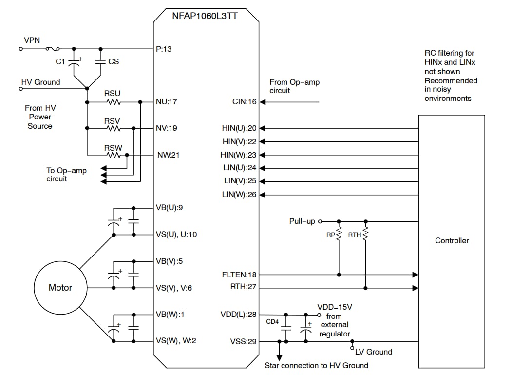 原理图 - onsemi NFAP1060L3TT智能功率模块 (IPM)