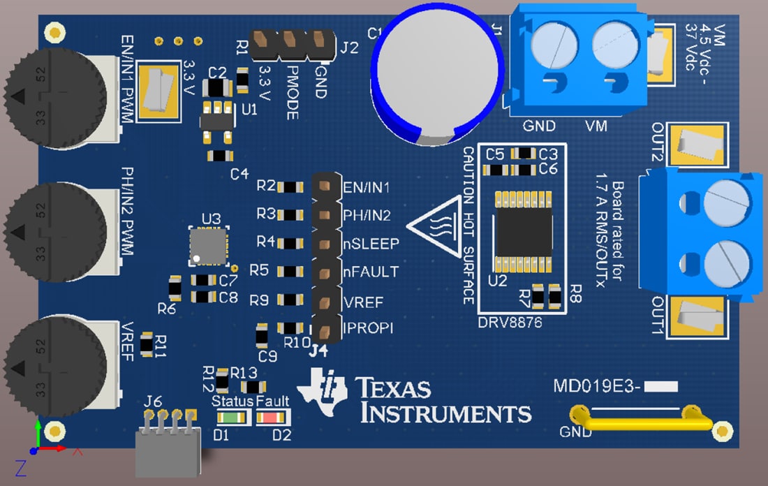 图表 - Texas Instruments DRV8876EVM驱动器评估模块 (EVM)
