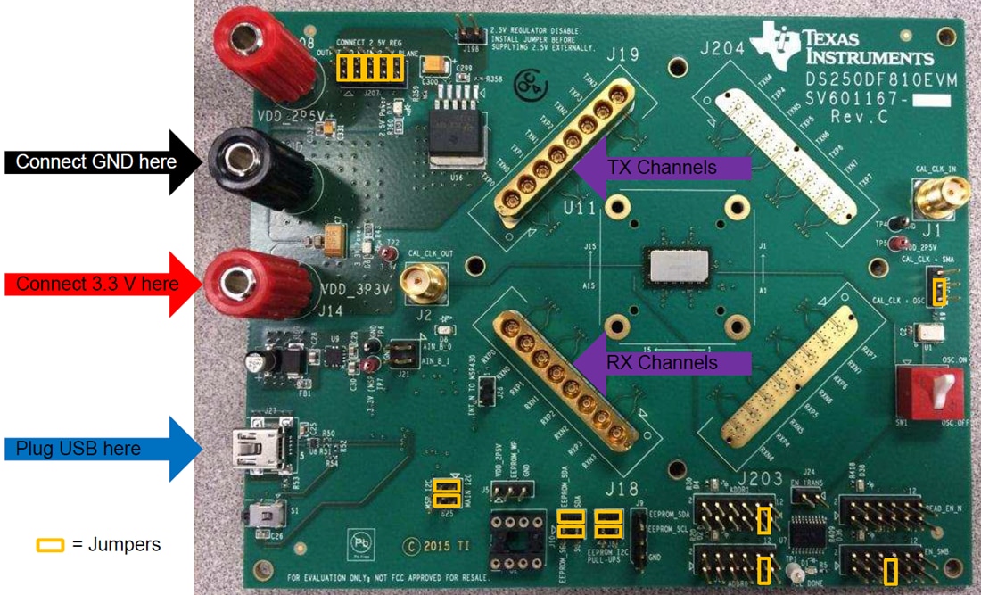 机械图纸 - Texas Instruments DS250DF810EVM重定时器评估模块 (EVM)