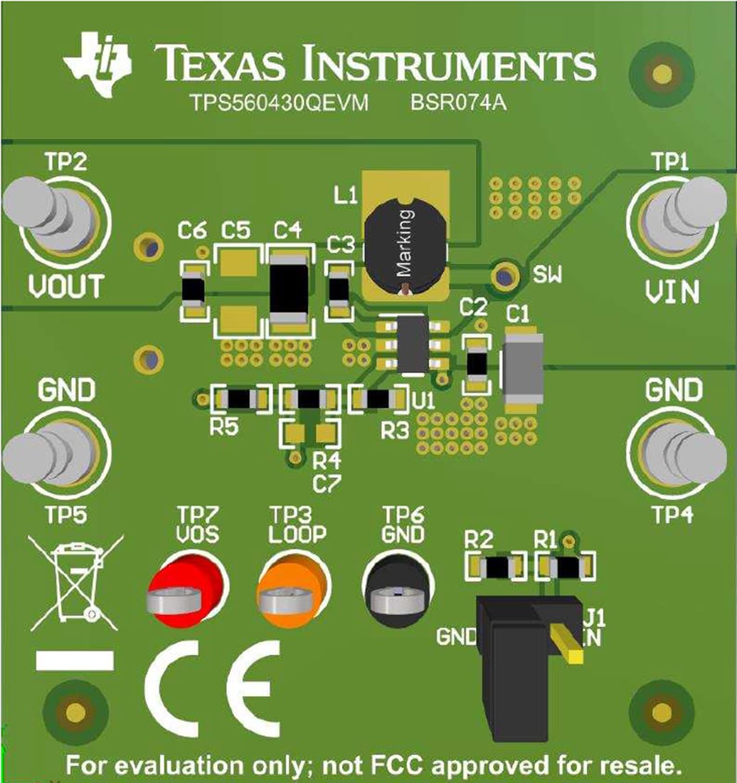 图表 - Texas Instruments TPS560430QEVM转换器评估模块 (EVM)