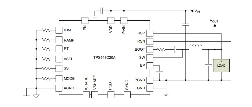 原理图 - Texas Instruments TPS543C20A降压SWIFT™转换器