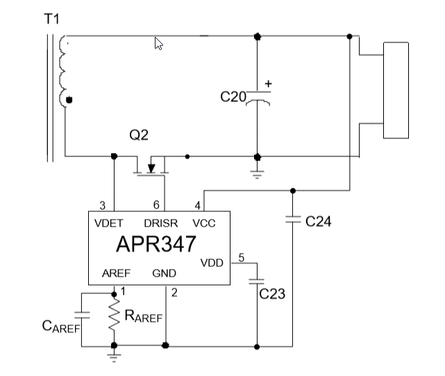 应用电路图 - Diodes Incorporated APR347同步整流控制器