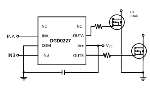 应用电路图 - Diodes Incorporated DGD0227低侧栅极驱动器