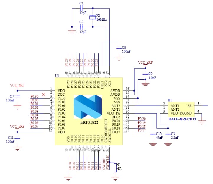 应用电路图 - STMicroelectronics BALF-NRF01D3超微型平衡-不平衡转换器