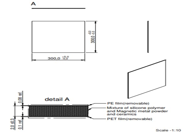 机械图纸 - Würth Elektronik WE-FAS TC导热和EMI吸波片