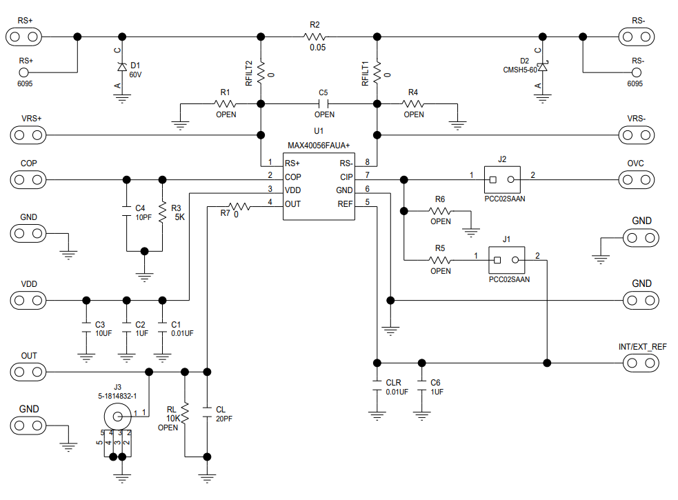 原理图 - Analog Devices / Maxim Integrated MAX40056评估套件