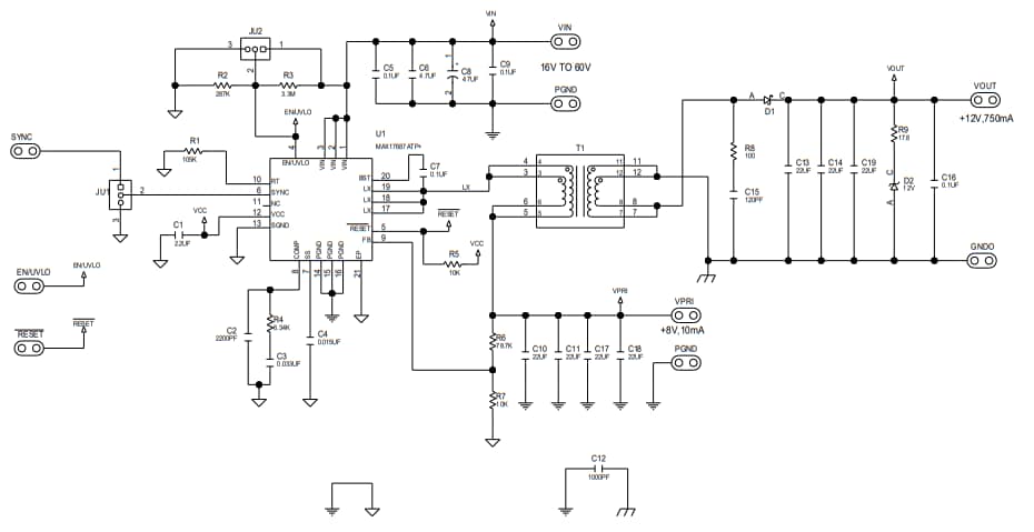 原理图 - Analog Devices / Maxim Integrated MAX17687评估套件