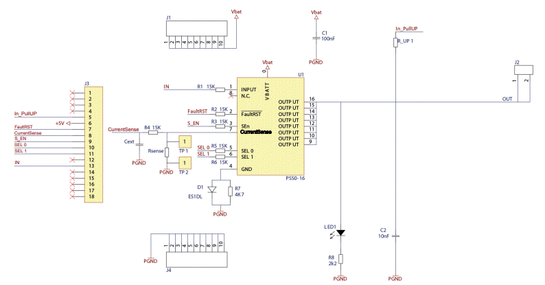 原理图 - STMicroelectronics VND7E050AJ评估板