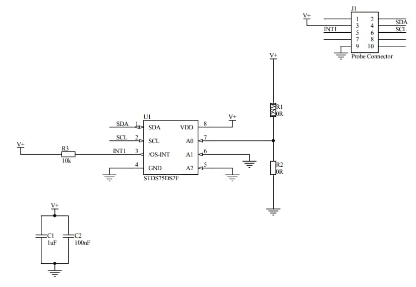 原理图 - STMicroelectronics STEVAL-MKI202V1K温度探针套件
