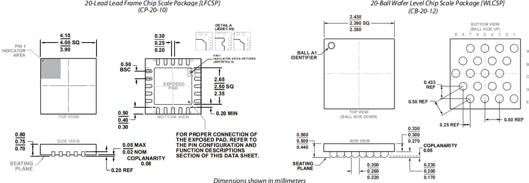 机械图纸 - Analog Devices Inc. AD7682和AD7689 16位250kSPS PulSAR ADC