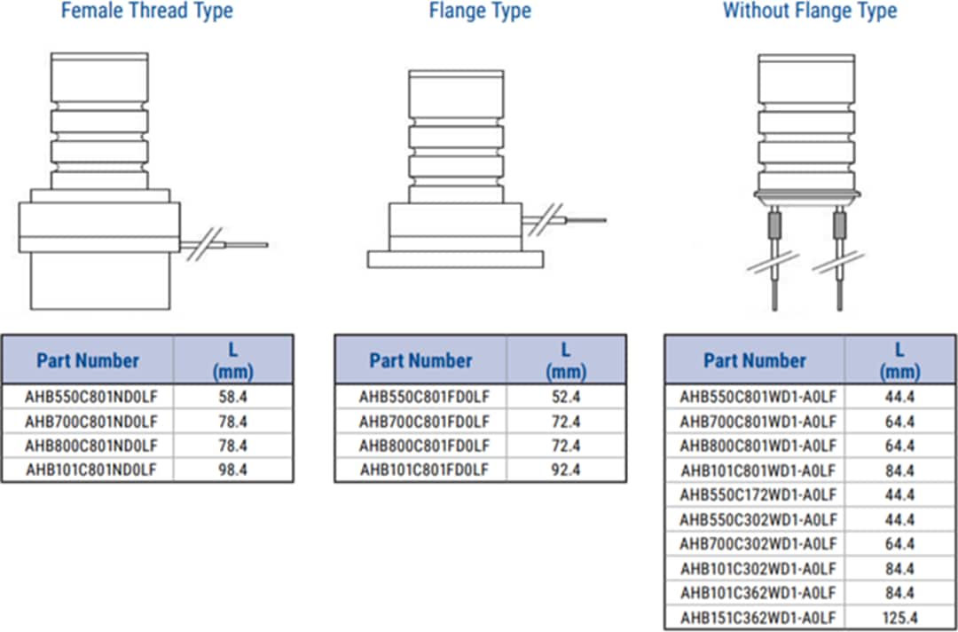 机械图纸 - KEMET AHB多层压电执行器