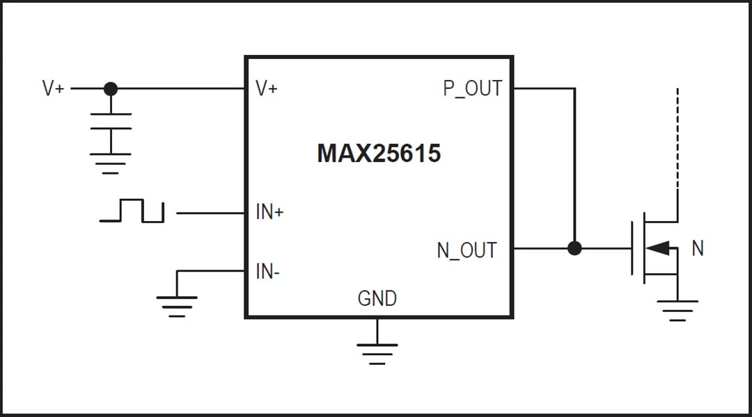 应用电路图 - Analog Devices / Maxim Integrated MAX25615高速MOSFET驱动器