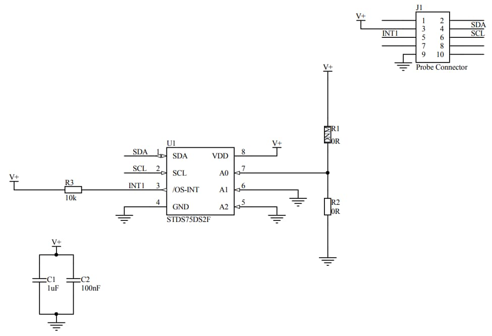 原理图 - STMicroelectronics STEVAL-MKI204V1K温度探针套件