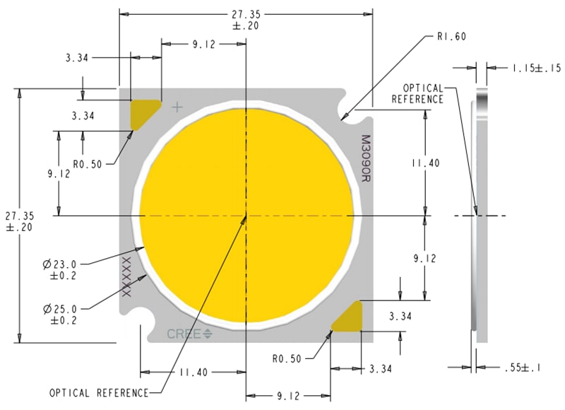 Mechanical Drawing - Cree LED XLamp® CMA3090 LEDs