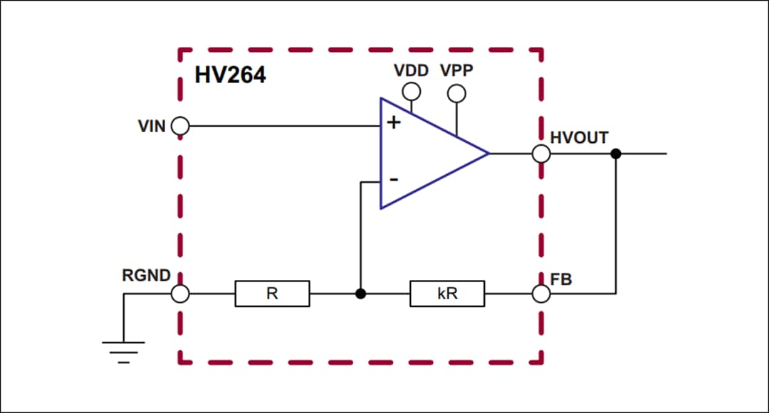 应用电路图 - Microchip Technology HV264四路高压放大器阵列
