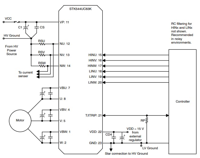 原理图 - onsemi STK544UC63K-E智能电源模块 (IPM)
