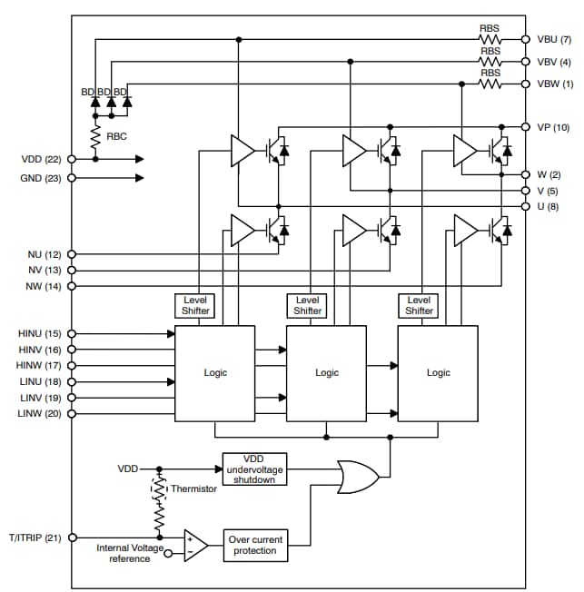 框图 - onsemi STK544UC63K-E智能电源模块 (IPM)