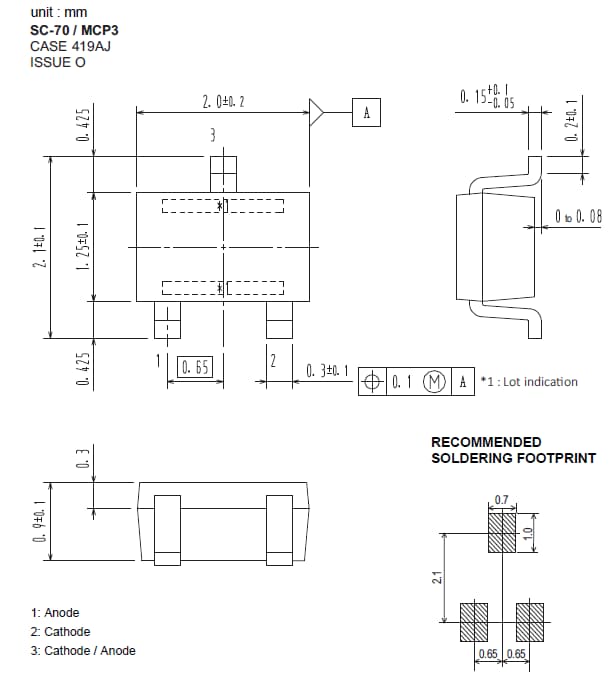 机械图纸 - onsemi NSVP264SDSF3T1G PIN二极管