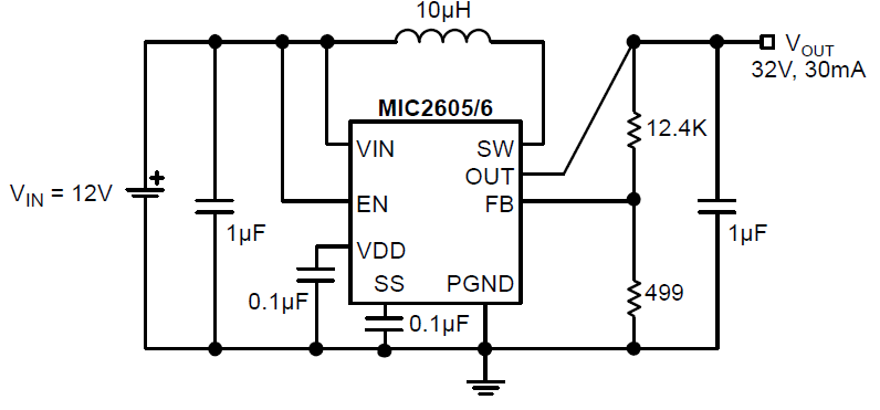 应用电路图 - Microchip Technology MIC2606开关稳压器