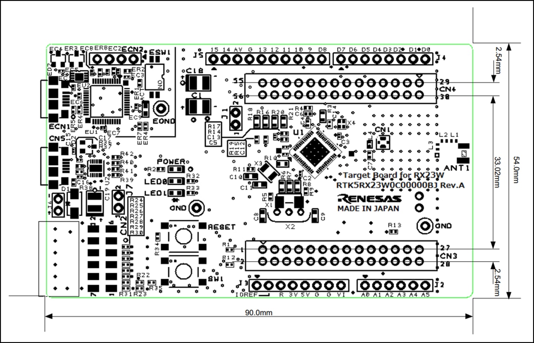机械图纸 - Renesas Electronics RX23W目标板