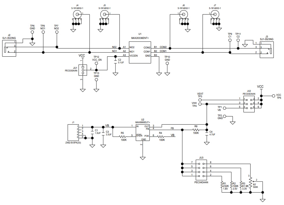 原理图 - Analog Devices / Maxim Integrated MAX20336EVKIT评估套件
