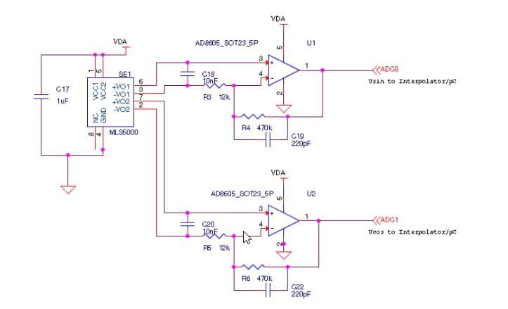 应用电路图 - TE Connectivity / Measurement Specialties KMXP AMR线性位置传感器