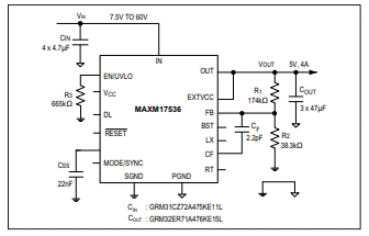应用电路图 - Analog Devices / Maxim Integrated MAX17536开关稳压器