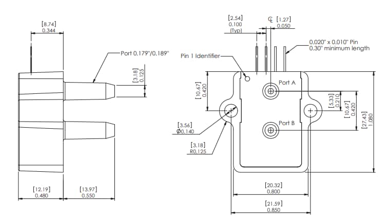 应用电路图 - Amphenol All Sensors AXCA放大式中等压力传感器