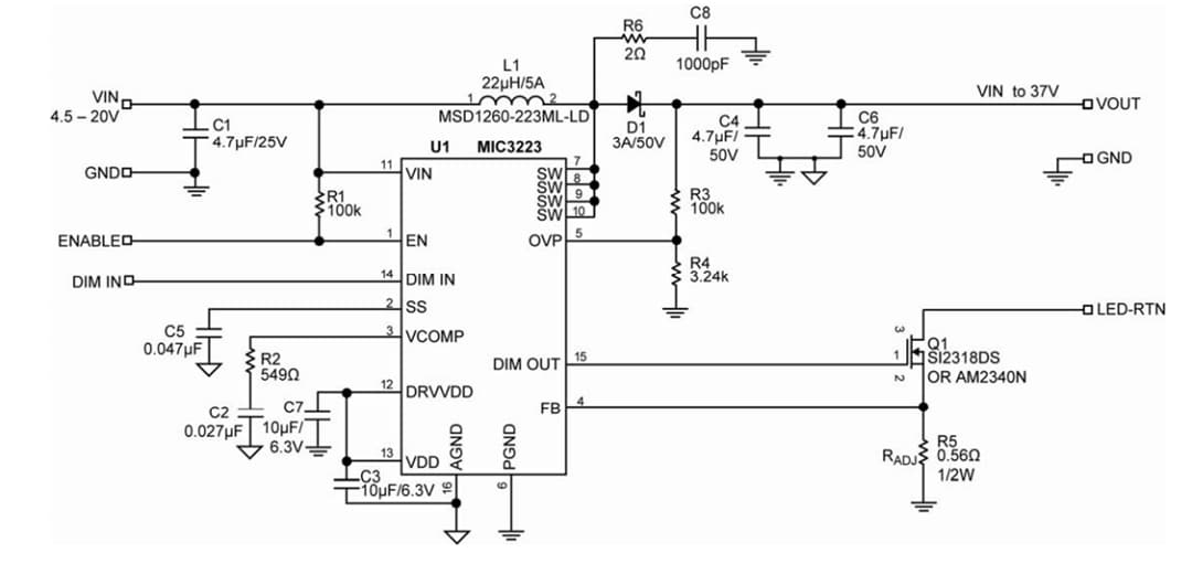 原理图 - Microchip Technology MIC3223评估板 (ADM00939)