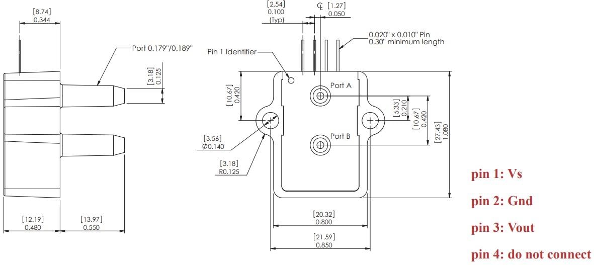 机械图纸 - Amphenol All Sensors AXCA系列Prime级传感器