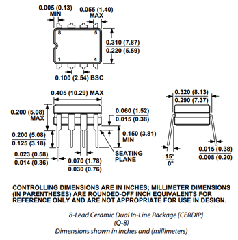 机械图纸 - Analog Devices Inc. AD620仪表放大器